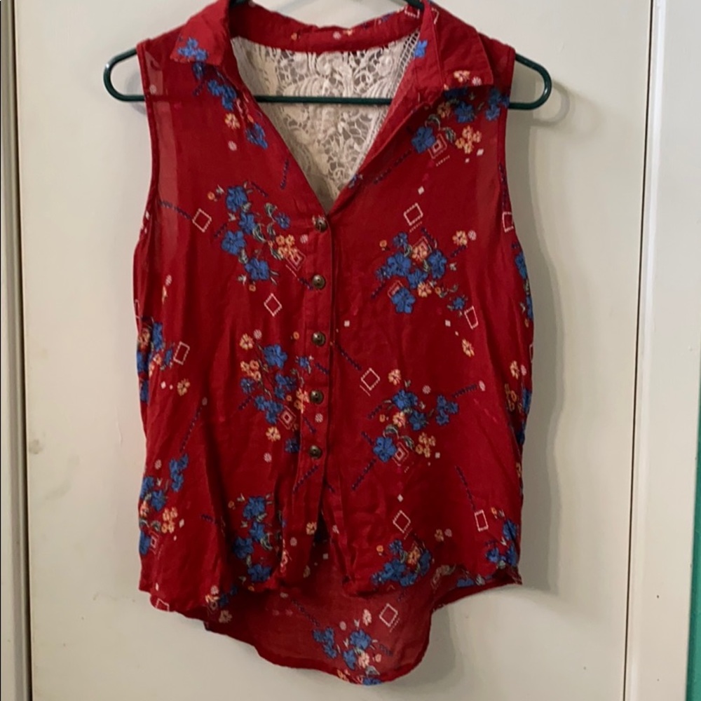 Red floral top